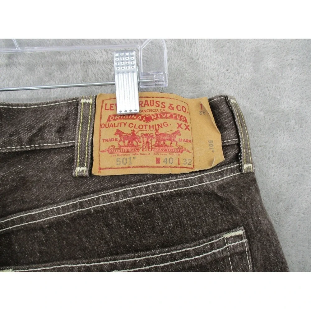 Levis 501 Jeans Mens Size 40 Button Fly Straight Leg Y2K Brown Cotton Pockets